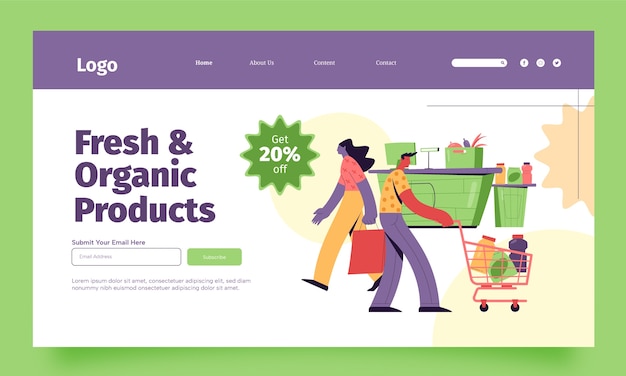 Hand drawn supermarket landing page