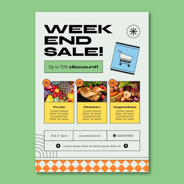 Hand drawn supermarket poster template