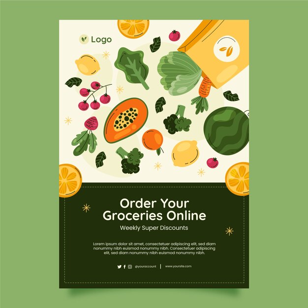 Hand drawn supermarket poster