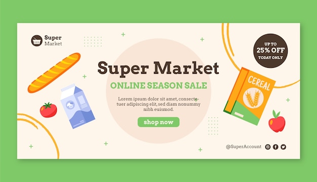 Free vector hand drawn supermarket sale banner