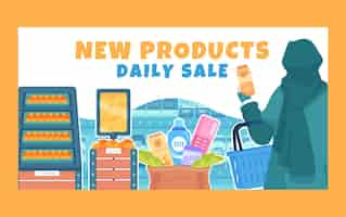 Free vector hand drawn supermarket sale facebook post