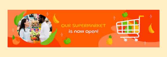 Vettore gratuito banner di contrazione del supermercato disegnato a mano