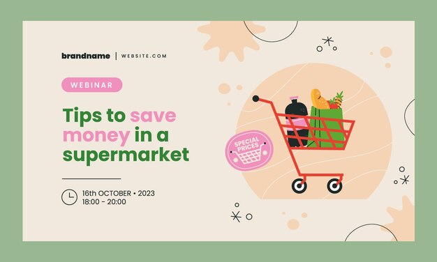 Hand drawn supermarket webinar template