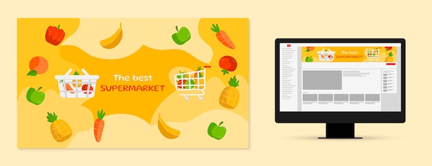 Free vector hand drawn supermarket youtube channel art