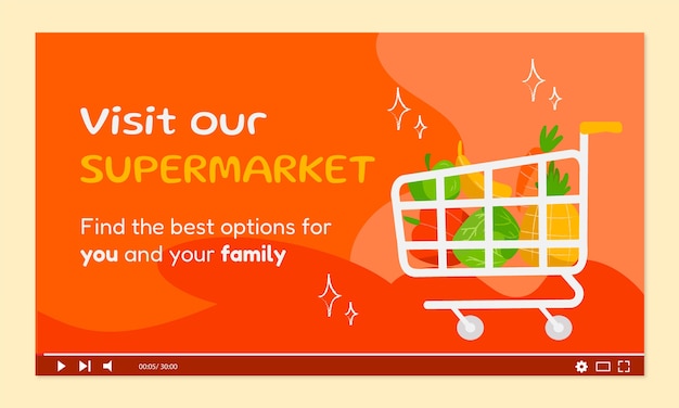 Free vector hand drawn supermarket youtube thumbnail