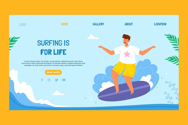 Free vector hand drawn surf template design