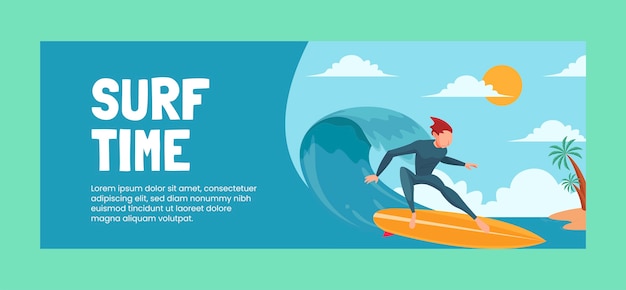 Vettore gratuito copertina facebook avventura surf disegnata a mano