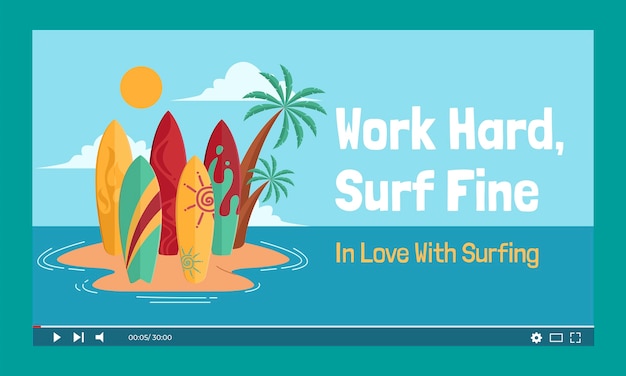 Free vector hand drawn surfing adventure youtube thumbnail