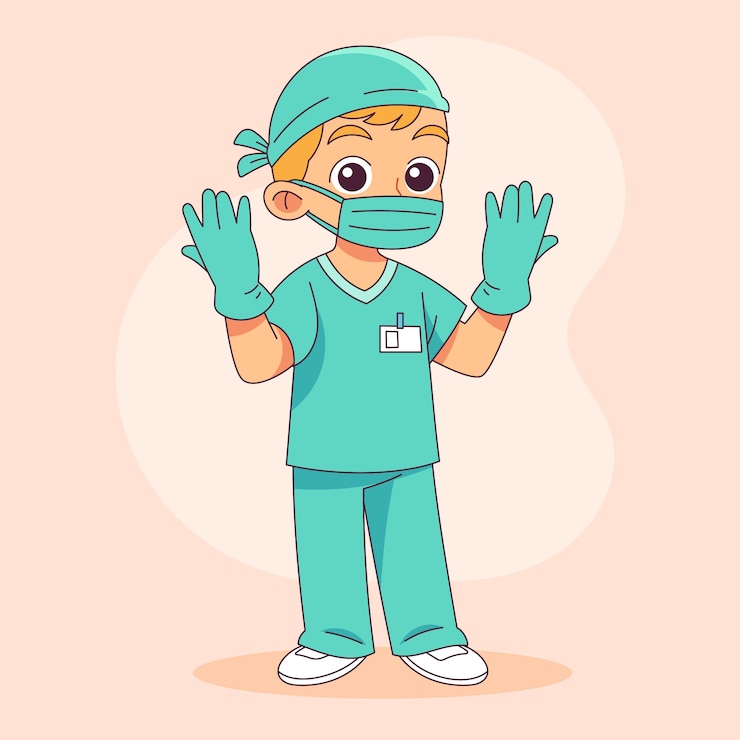Free Vector hand drawn surgeon  cartoon illustration