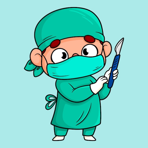 Hand drawn surgeon  cartoon illustration