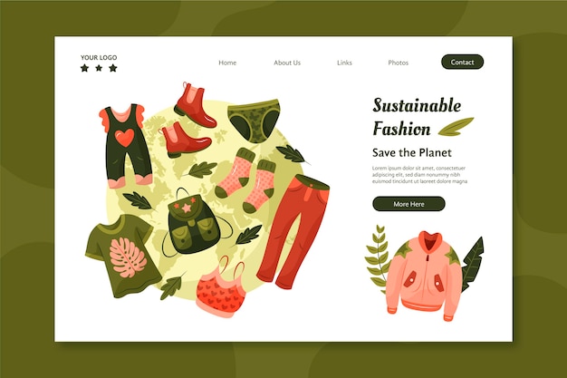 Free vector hand drawn sustainable fashion landing page