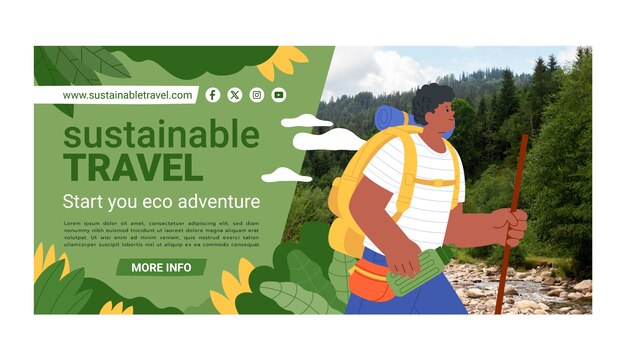 Free vector hand drawn sustainable travel horizontal banner