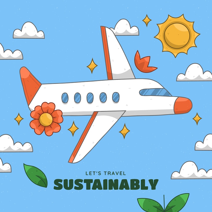 無料Vector 手描きの持続可能な旅行イラスト