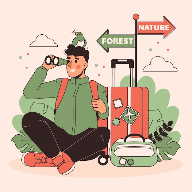 Free vector hand drawn sustainable travel illustration