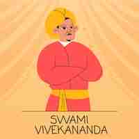 무료 벡터 손으로 그린 스와미 vivekananda 그림