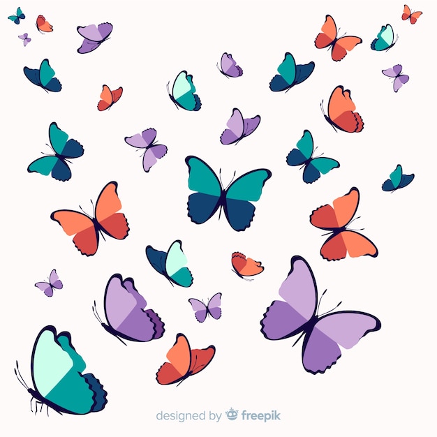 手描きの群れ蝶の背景