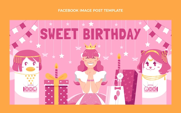 Free vector hand drawn sweet 16 facebook post