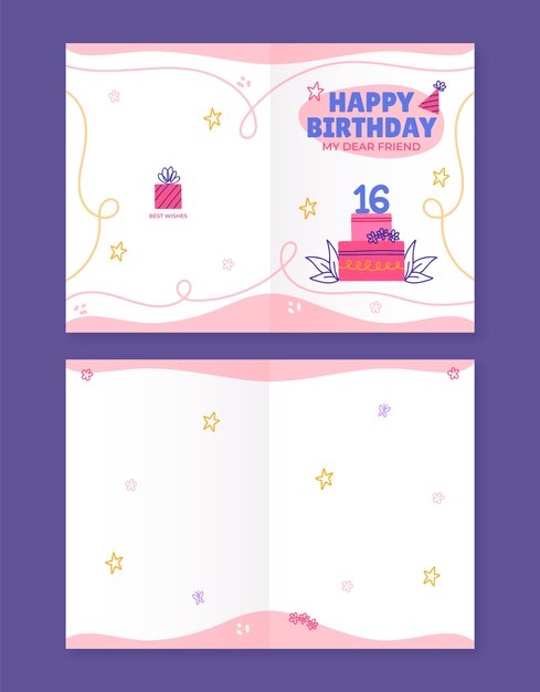 hand drawn sweet 16 greeting card