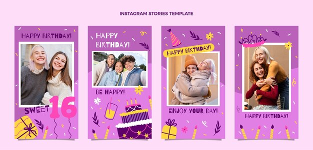 hand drawn sweet 16 instagram stories