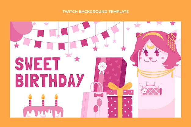 Free vector hand drawn sweet 16 twitch background