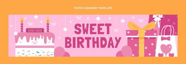 Free vector hand drawn sweet 16 twitch banner