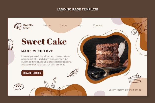 Free vector hand drawn sweet cake landing page