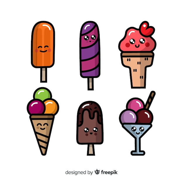 Hand drawn sweet food kawaii pack