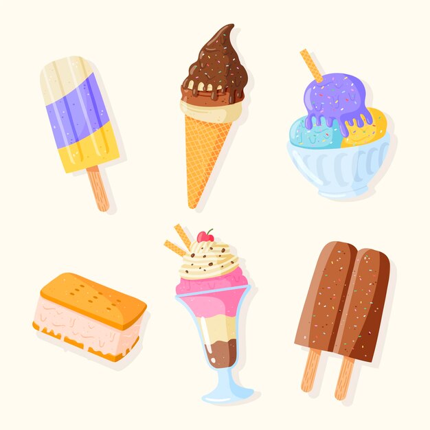 Free Vector hand drawn sweet ice cream pack