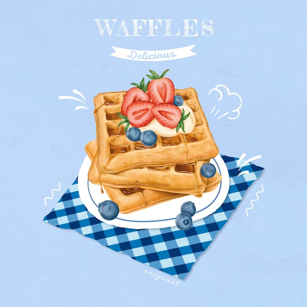 Hand drawn sweet waffles