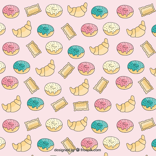 Free vector hand drawn sweets pattern