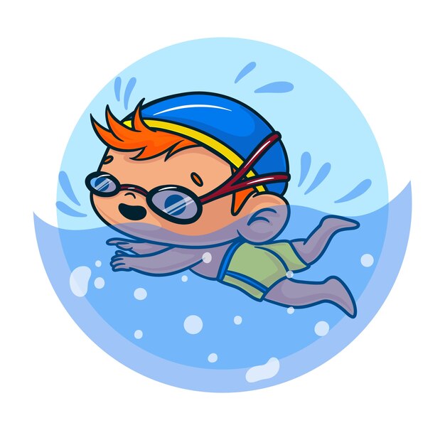 Swimming Cartoon Illustration