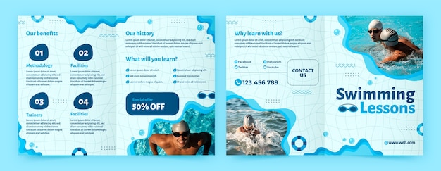 Hand drawn swimming lessons brochure