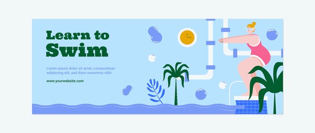 Hand drawn swimming lessons  facebook cover