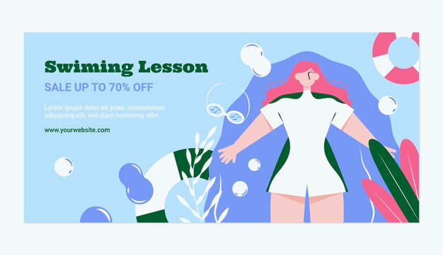 Hand drawn swimming lessons sale banner