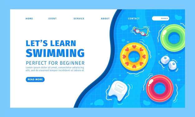 Free vector hand drawn swimming lessons template design