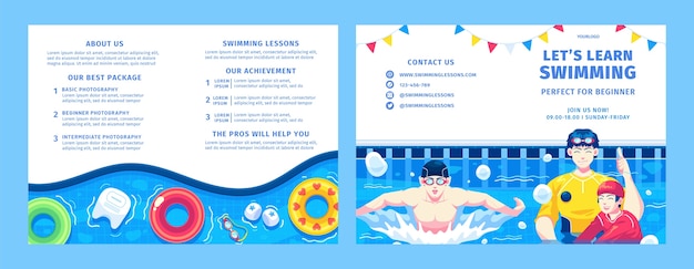 Hand drawn swimming lessons template design