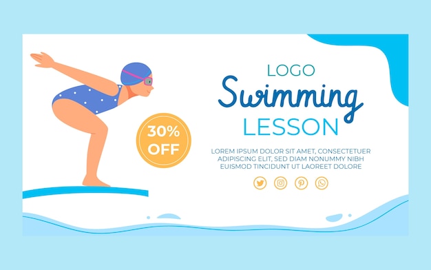 Free vector hand drawn swimming lessons template