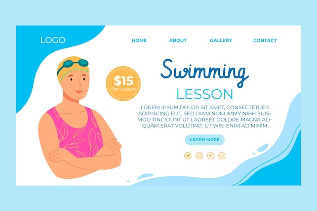 Free vector hand drawn swimming lessons template