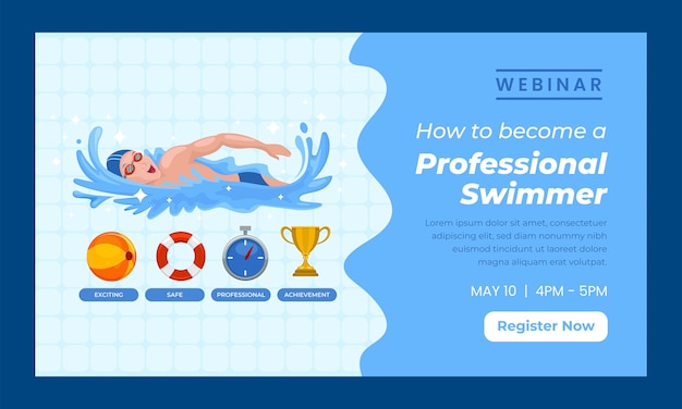 Vettore gratuito webinar di lezioni di nuoto disegnate a mano