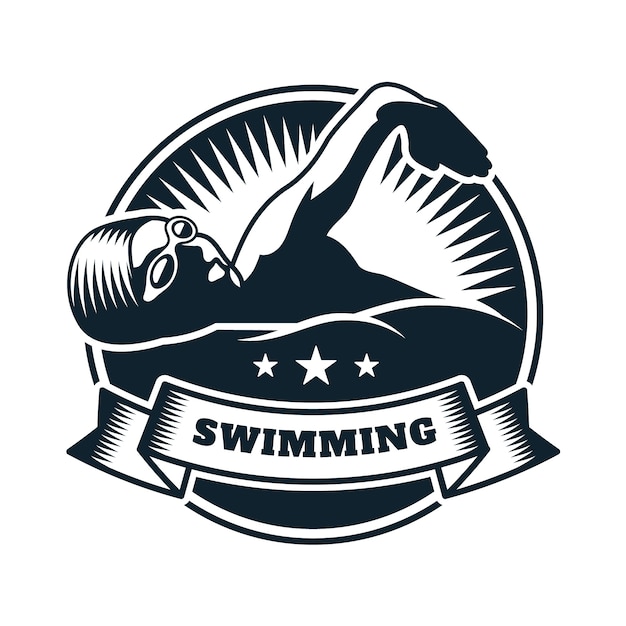 Vettore gratuito modello di logo di nuoto disegnato a mano