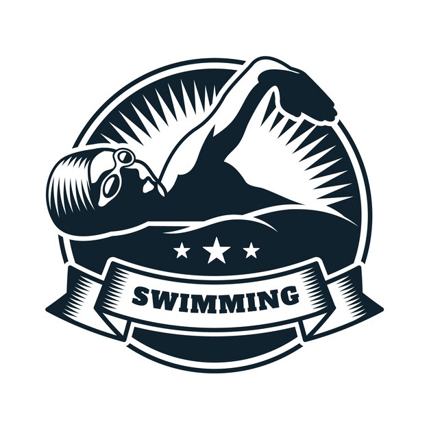 Hand drawn swimming logo template