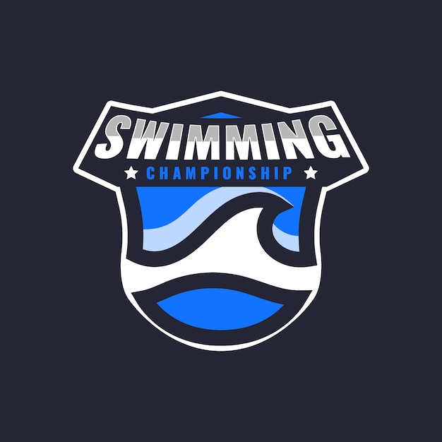 無料ベクター 手描きの水泳のロゴのテンプレート