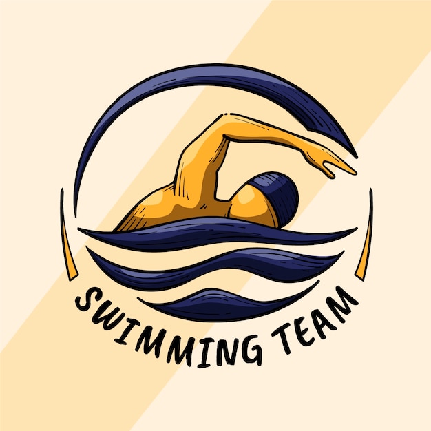 Modello di logo di nuoto disegnato a mano