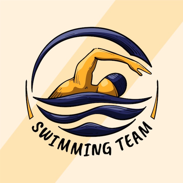 手描きの水泳のロゴのテンプレート