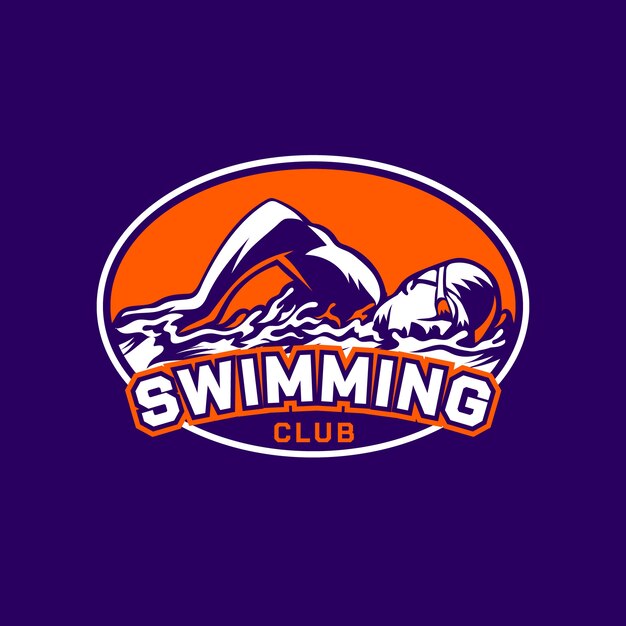 Ручной обращается шаблон логотипа плавания