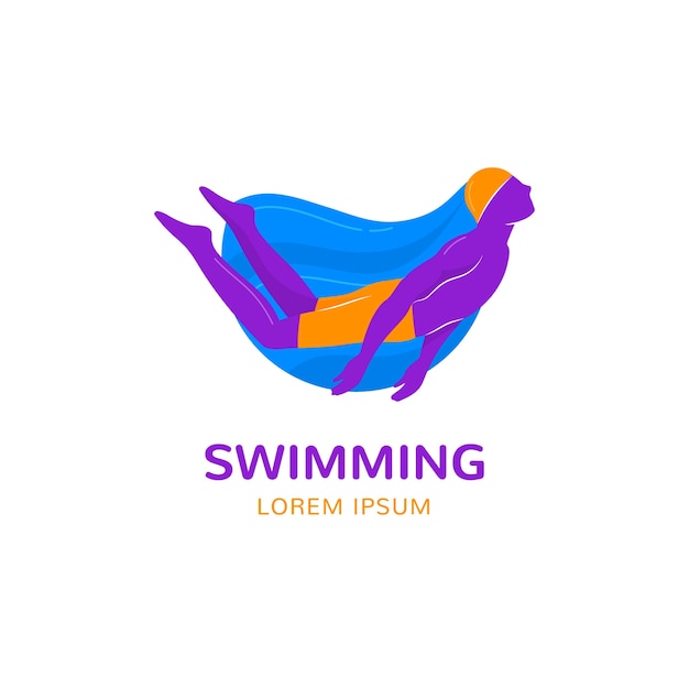 Hand drawn swimming logo template