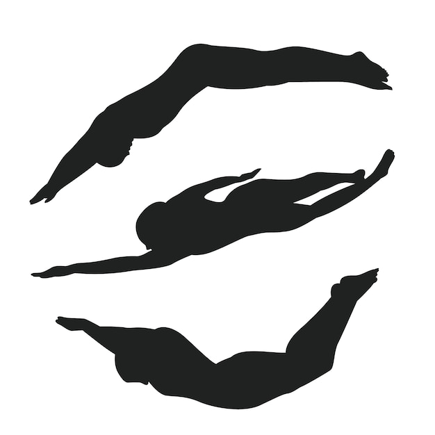 Free vector hand drawn swimming silhouette set