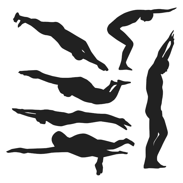 Free vector hand drawn swimming silhouette