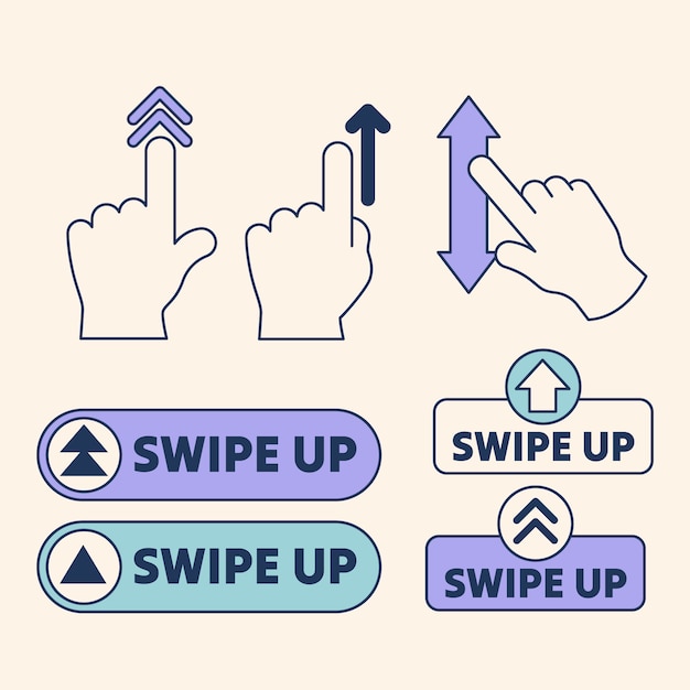 Free vector hand drawn swipe up button set