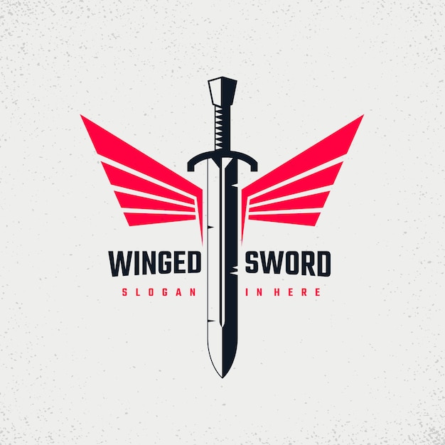 Free vector hand drawn  sword wings logo design